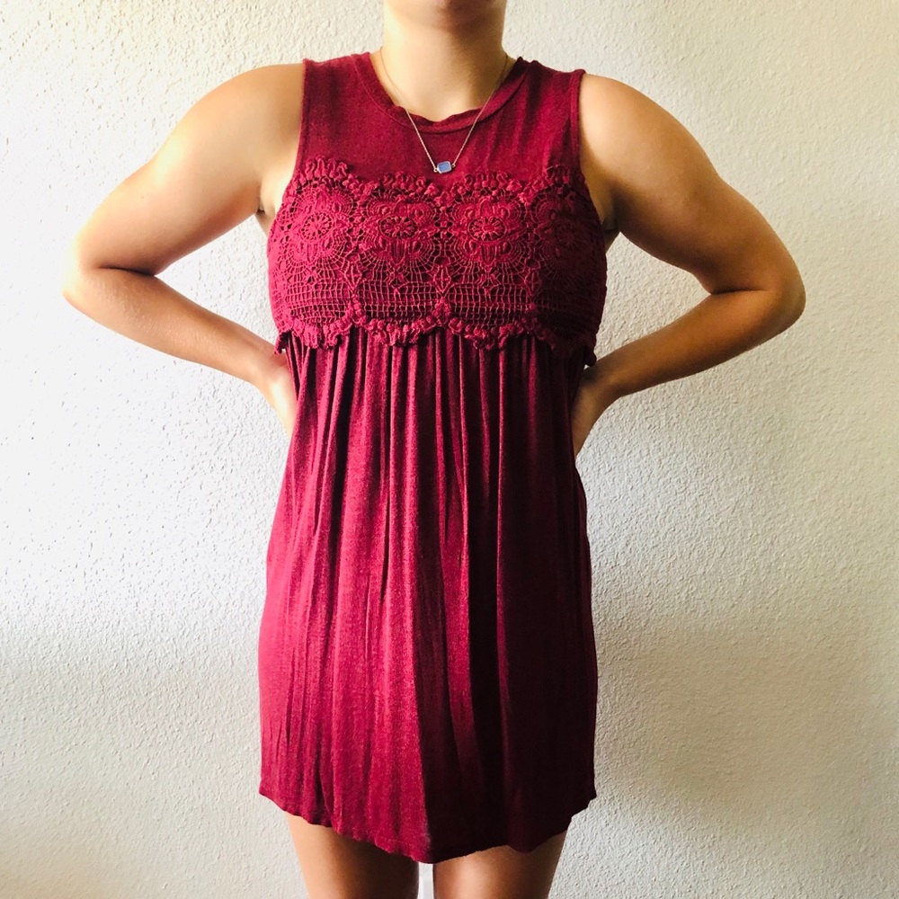 Maroon boho mid dress